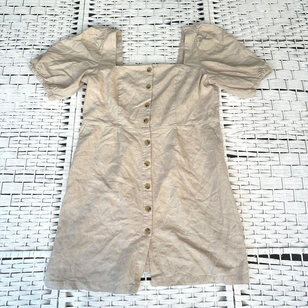 Linen Cottagecore Women's Beige Dress XL Old Navy